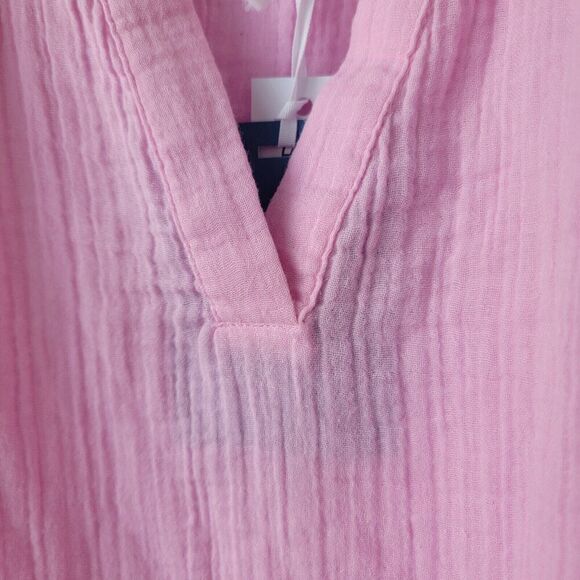 market & spruce Gauze v-neck short sleeve pink top size pm - Picture 5 of 7